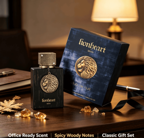 Men Eau de Parfum 100ml Spicy Oriental Woody Fragrance Long Lasting Masculine Perfume Black Textured Bottle with Lion Metal Pendant Elegant Scent