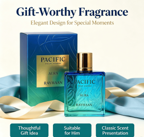 Men's Eau de Parfum Spray 100ml /3.4oz Square Gradient Blue Bottle Fragrance, Fresh Aquatic Ocean Scent, Long Lasting Clean Cologne