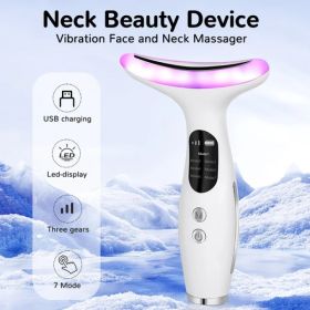 7 Color Neck Face Massager Facial Massager Tool For Skin Care At Home Vibrating Face Massager With Thermals Galvanic Machines Black (Option: White)