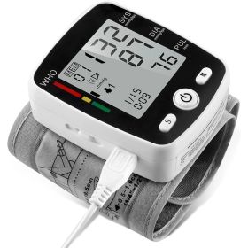 Wrist Blood Pressure Monitor Adjustable Automatic Wrist Cuff Voice Broadcast With 2 Users 180 Memory, Rechargeable Blood Pressure Monitors For Ho (Option: X1030A)