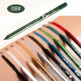 Waterproof Eyeliner Long Lasting Pencil Colourful Pigment Blue Black White Color Gel Eye Liner Pen Makeup Eye Beauty Cosmetics (Color: 08 Green)